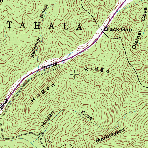 Topographic Map of Hogan Ridge, NC