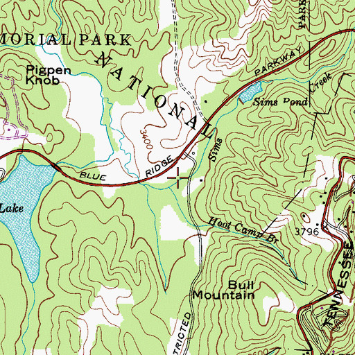 Topographic Map of Hoot Camp Branch, NC