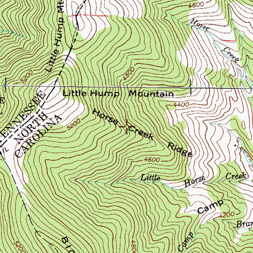 Topographic Map of Horse Creek Ridge, NC