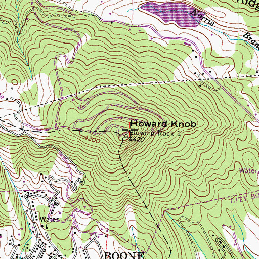 Topographic Map of Howard Knob, NC