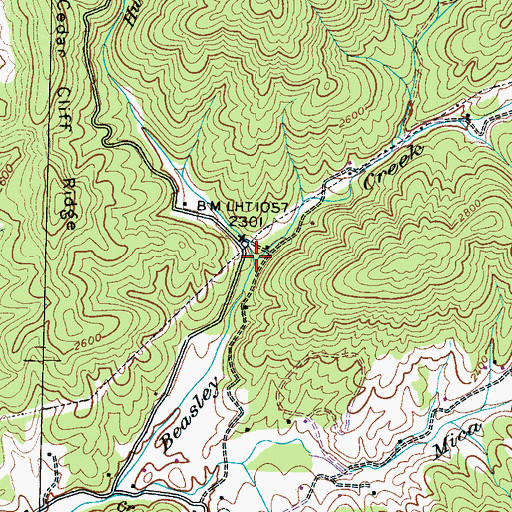 Topographic Map of Huckleberry Creek, NC