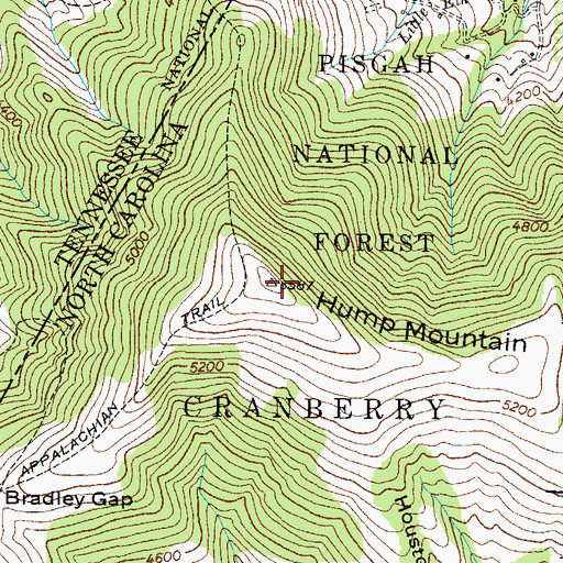 Topographic Map of Hump Mountain, NC