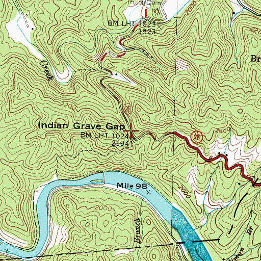 Topographic Map of Indian Grave Gap, NC