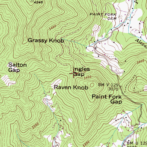 Topographic Map of Ingles Gap, NC
