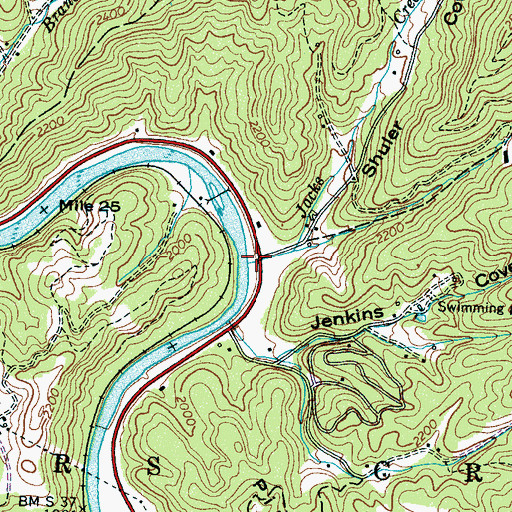 Topographic Map of Jacks Creek, NC