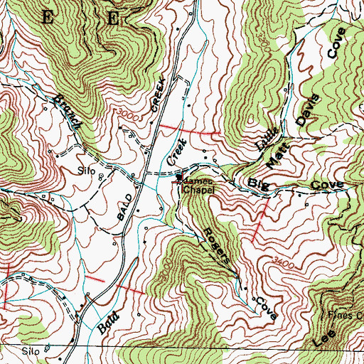 Topographic Map of James Chapel, NC