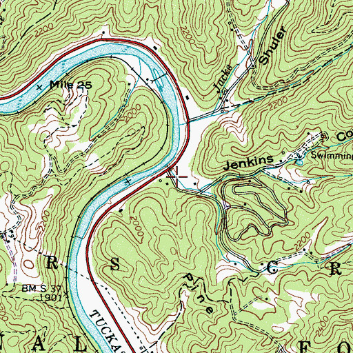 Topographic Map of Jenkins Cove, NC