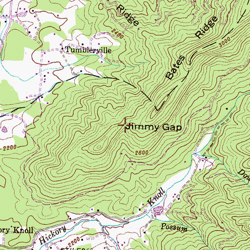 Topographic Map of Jimmy Gap, NC