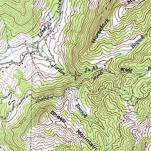 Topographic Map of Jo Ab Branch, NC