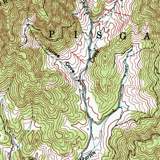 Topographic Map of Jones Cove, NC