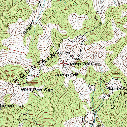 Topographic Map of Jump Off Gap, NC