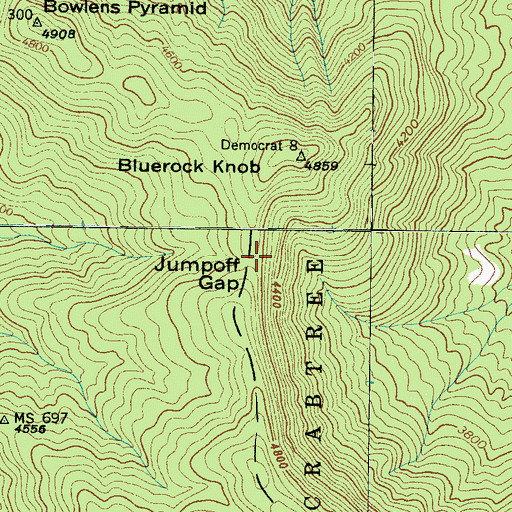 Topographic Map of Jumpoff Gap, NC