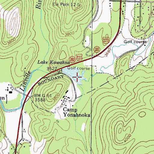 Topographic Map of Lake Kawahna, NC