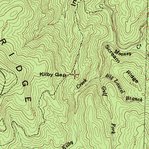 Topographic Map of Kilby Gap, NC
