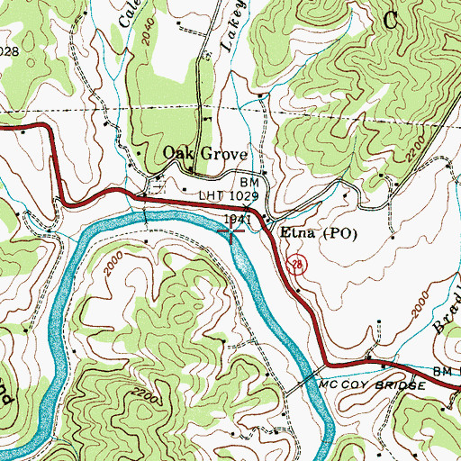 Topographic Map of Lakey Creek, NC
