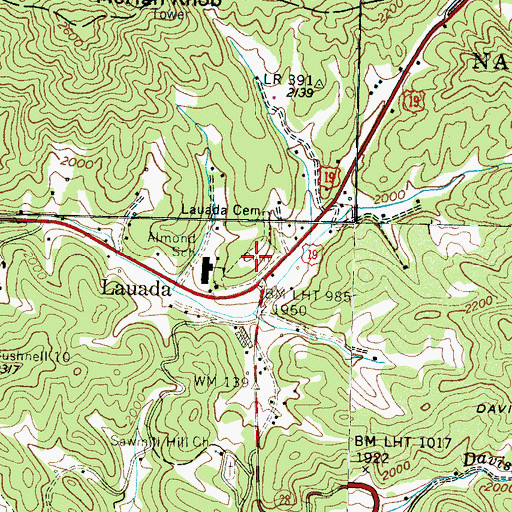 Topographic Map of Lauada Cemetery, NC