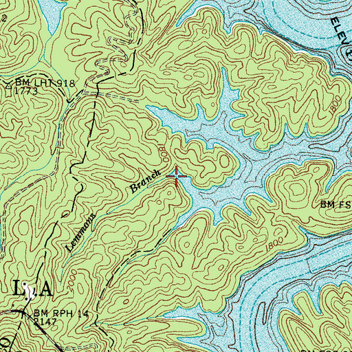 Topographic Map of Lemmons Branch, NC