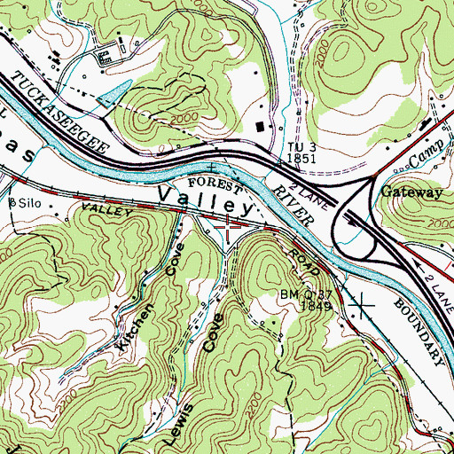 Topographic Map of Lewis Cove, NC