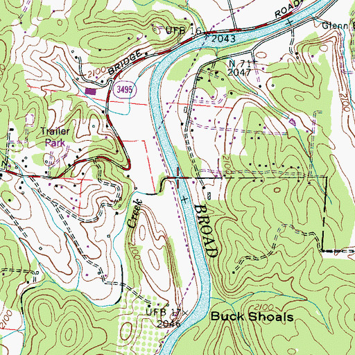 Topographic Map of Line Creek, NC