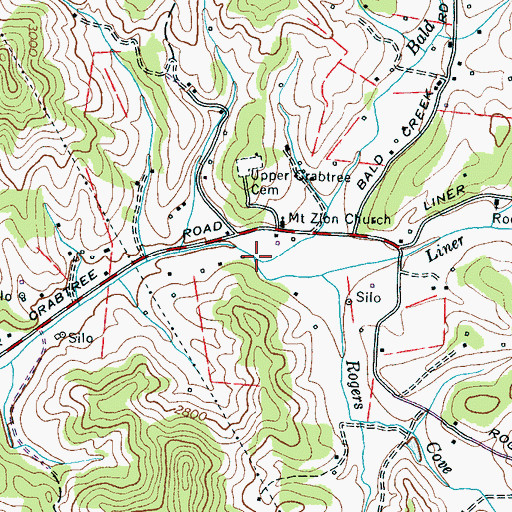 Topographic Map of Liner Creek, NC