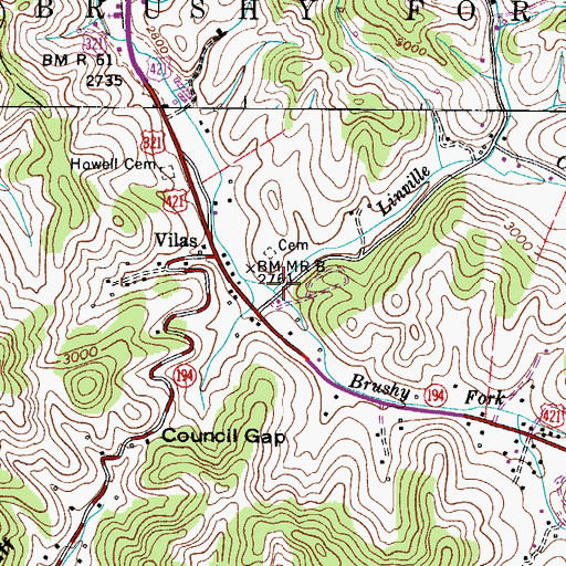 Topographic Map of Linville Creek, NC