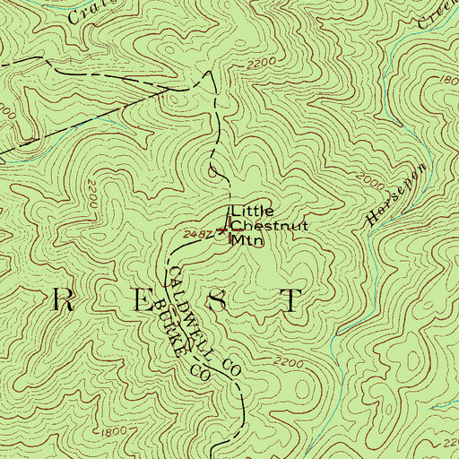 Topographic Map of Little Chestnut Mountain, NC