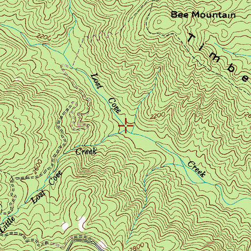Topographic Map of Little Lost Cove Creek, NC