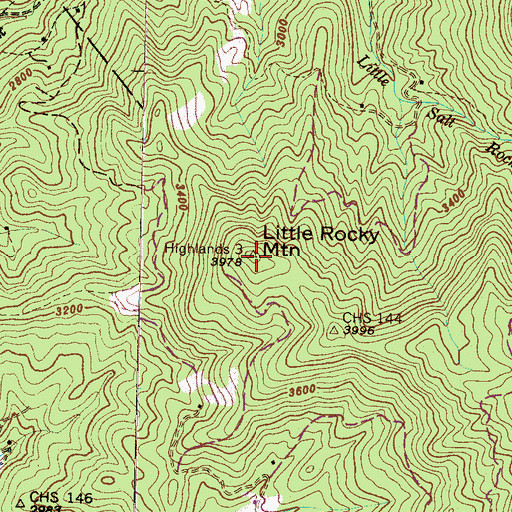 Topographic Map of Little Rocky Mountain, NC