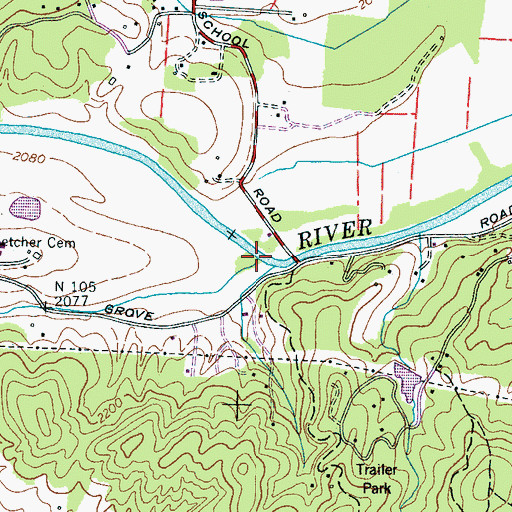 Topographic Map of Little Willow Creek, NC