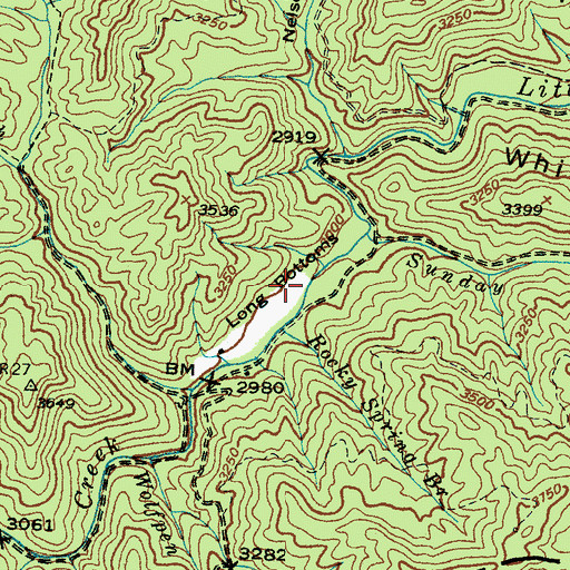 Topographic Map of Long Bottoms, NC
