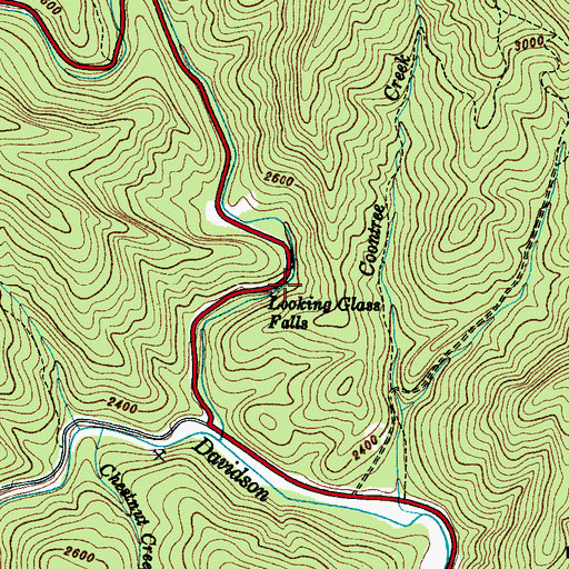 Topographic Map of Looking Glass Falls, NC