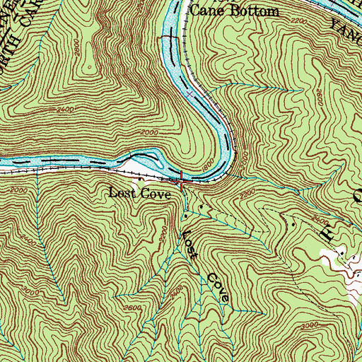 Topographic Map of Lost Cove, NC