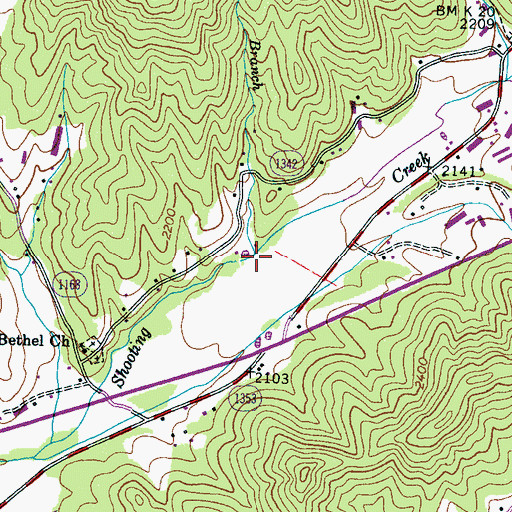 Topographic Map of Lynch Branch, NC