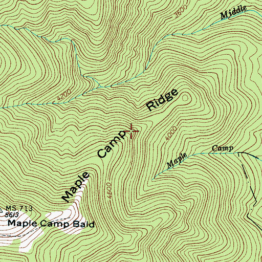 Topographic Map of Maple Camp Ridge, NC