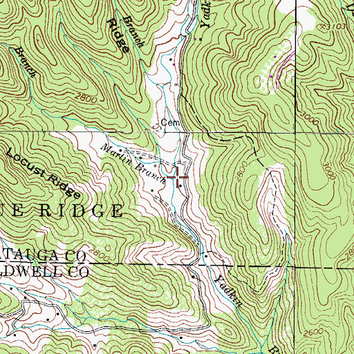 Topographic Map of Martin Branch, NC