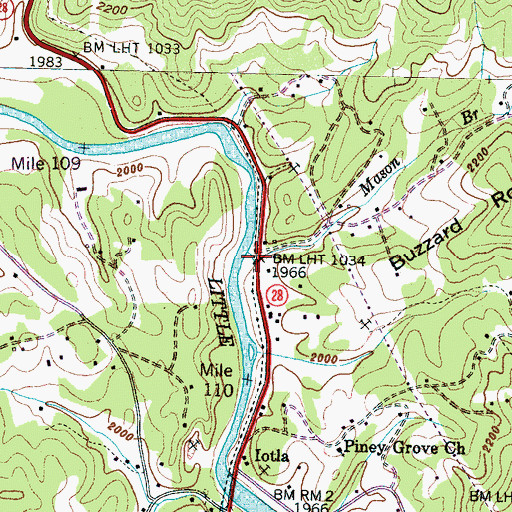 Topographic Map of Mason Branch, NC