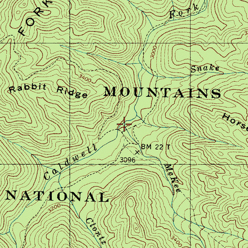 Topographic Map of McKee Branch, NC
