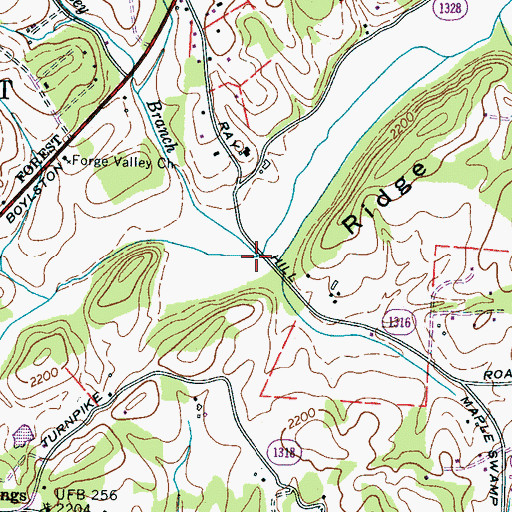 Topographic Map of McKinney Branch, NC
