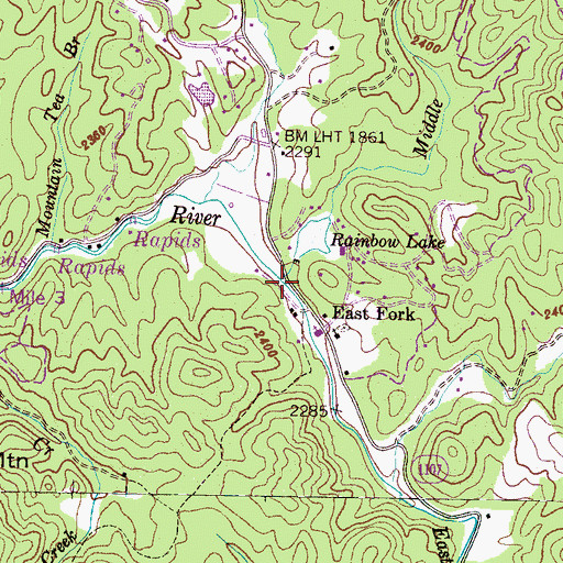 Topographic Map of Middle Creek, NC