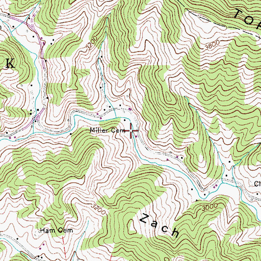 Topographic Map of Miller Cemetery, NC