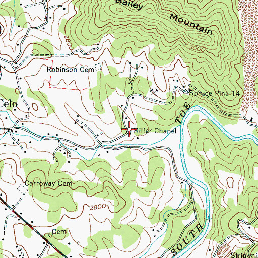 Topographic Map of Miller Chapel, NC
