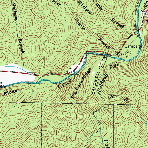 Topographic Map of Mossy Branch, NC