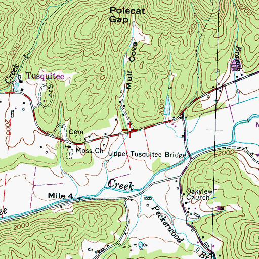 Topographic Map of Mull Cove, NC