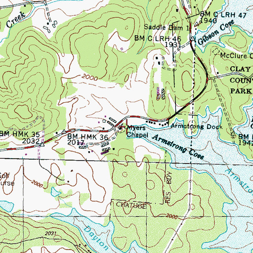 Topographic Map of Myers Chapel, NC