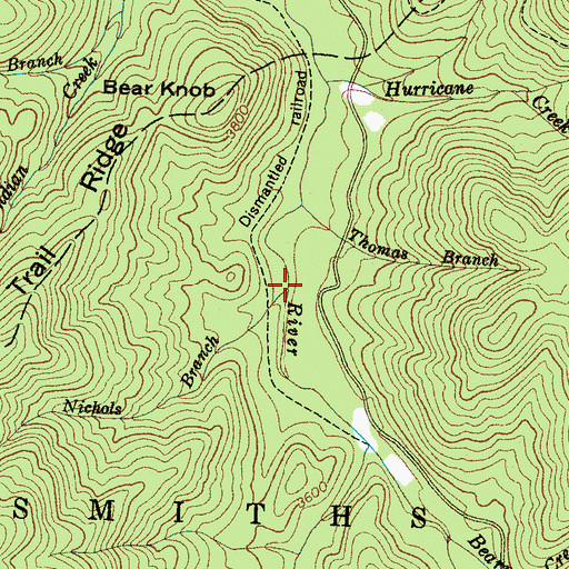 Topographic Map of Nichols Branch, NC