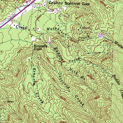 Topographic Map of Nick Branch, NC
