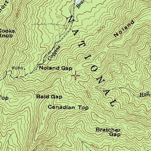 Topographic Map of Noland Gap, NC