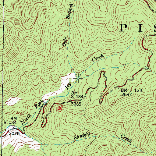 Topographic Map of Ogle Branch, NC