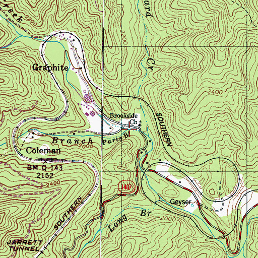 Topographic Map of Parris Creek, NC