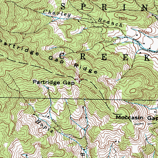 Topographic Map of Partridge Gap, NC